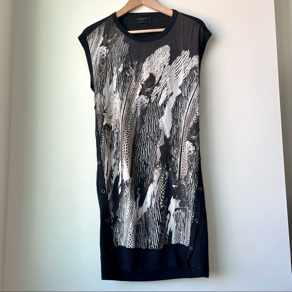 Allsaints Printed Wool and Silk Blend Dress - Picture 1 of 5